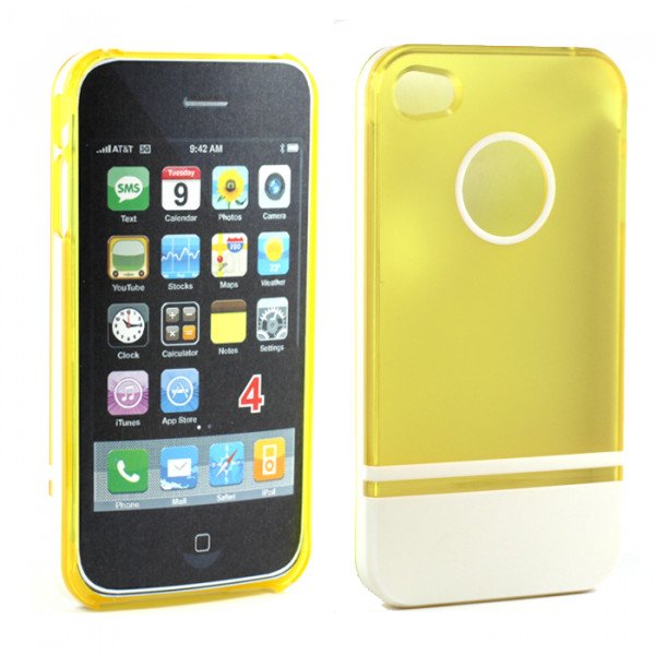 Wholesale iPhone 4 4S Two Tone Case (YellowWhite)